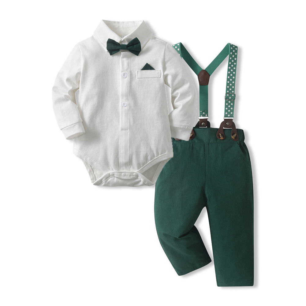 婴幼童春秋礼服套装男宝宝春装棉质连体衣超萌婴幼儿春季外出爬服童装童衬衫详情1