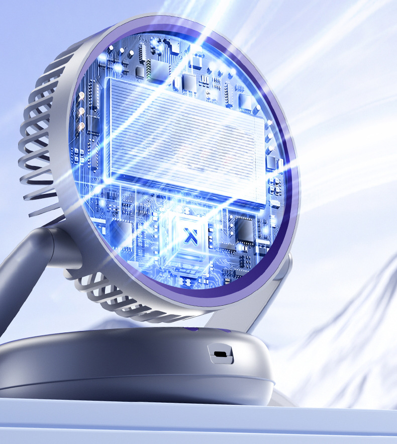 多功能伸缩折叠灯光风扇 USB充电办公家用露营台挂两用对流循环风扇抖音爆款详情19