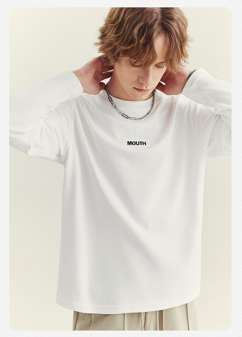 APO男装|2024秋季新款男士长袖T恤潮流宽松刺绣圆领打底衫男上衣详情18