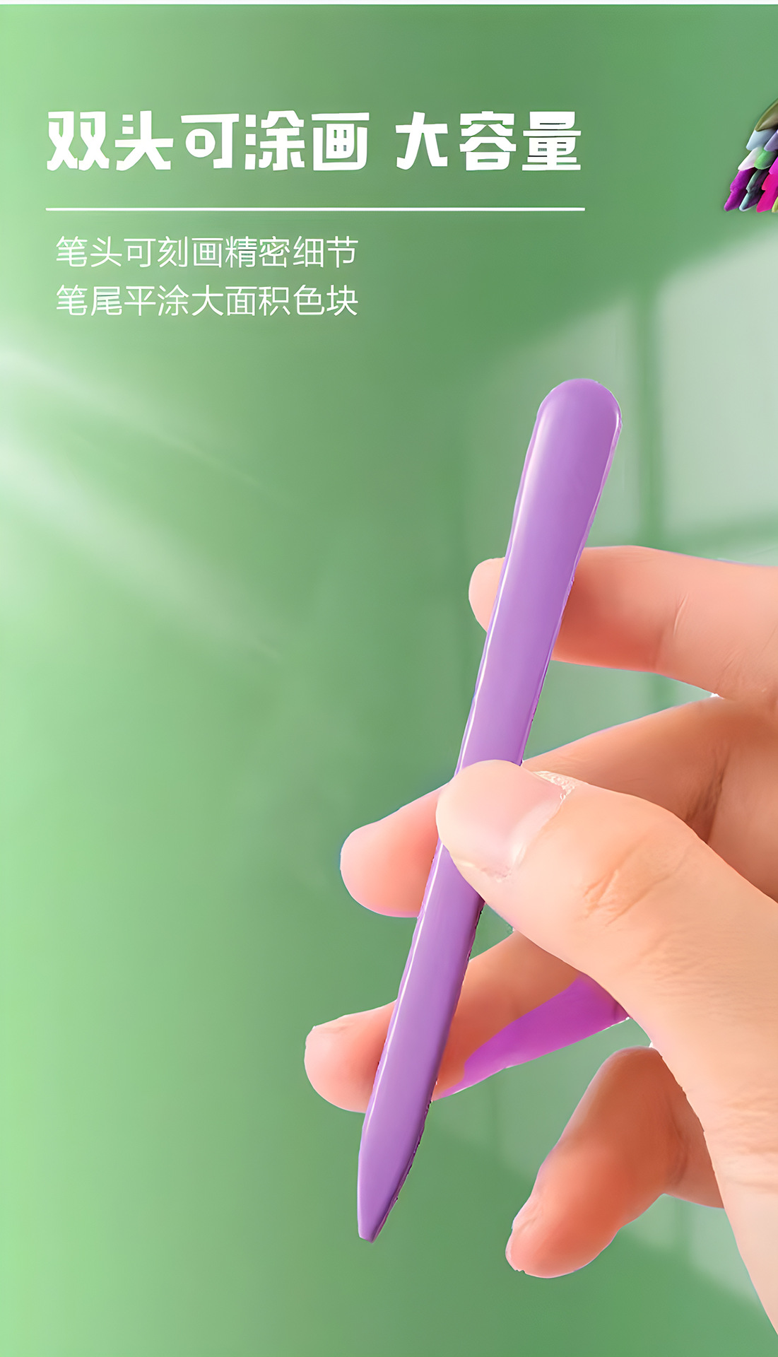 跨境儿童彩绘蜡笔彩色不脏手蜡笔36色12色水洗可擦三角杆蜡笔套装详情9