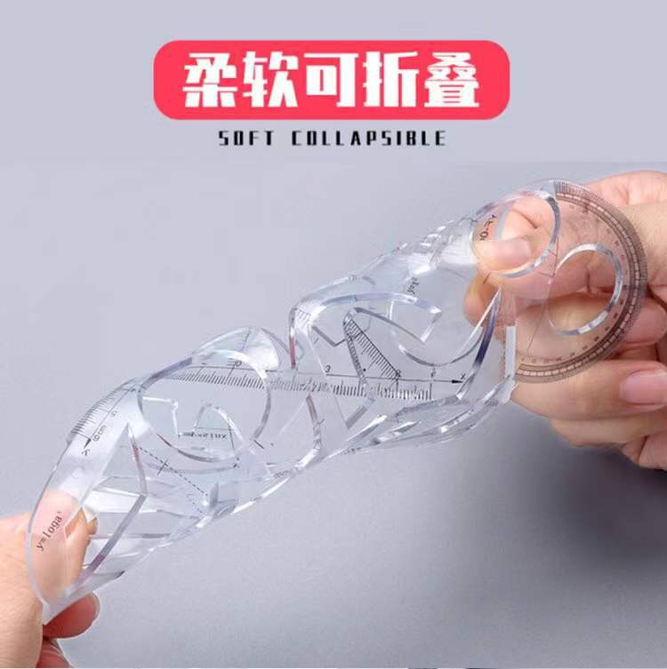 Factory study-specific flexible ruler, function geometric ruler, multi-functional drawing ruler, student quick plotter, function ruler, transparent pic 8