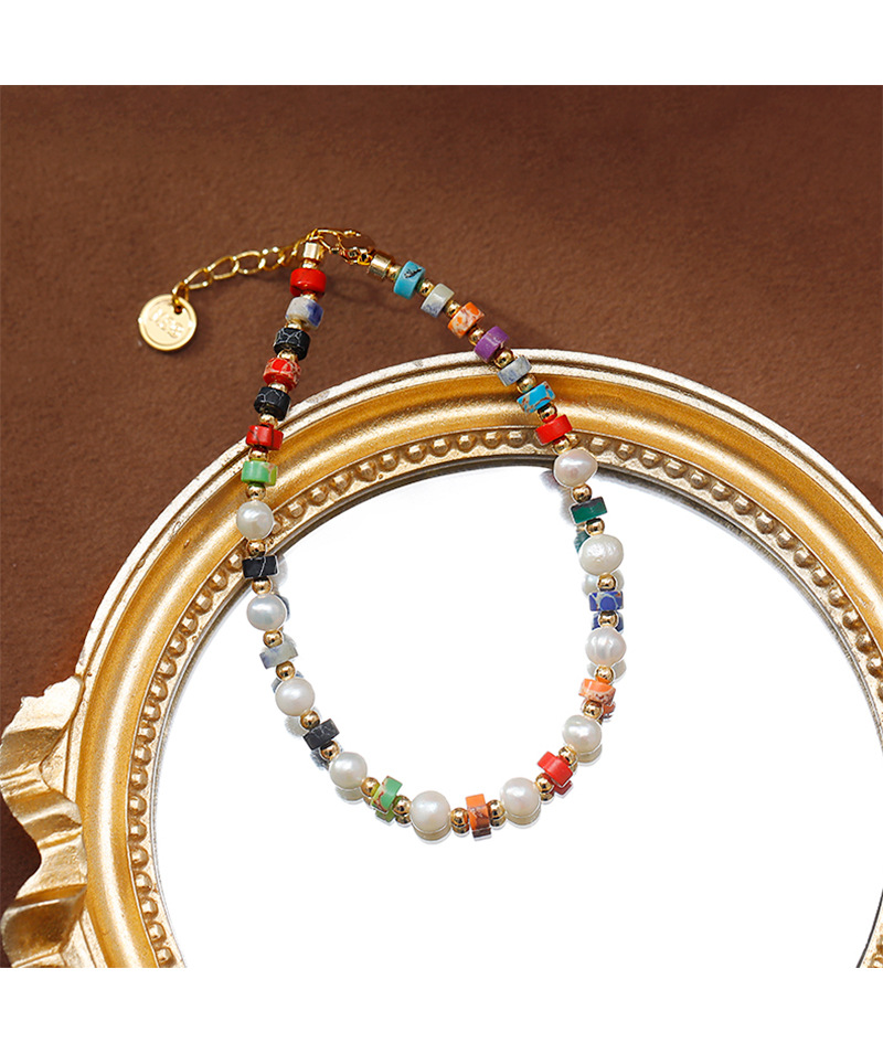 Dopamina hecho a mano perlas de color piedras dulce cadena de mano vintage chino boho chic perla de agua dulce pulsera pic 5