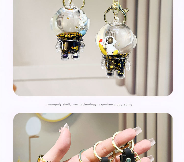亚克力入油流沙爆闪宇航员太空人钥匙扣精致液体流沙挂件货源详情6