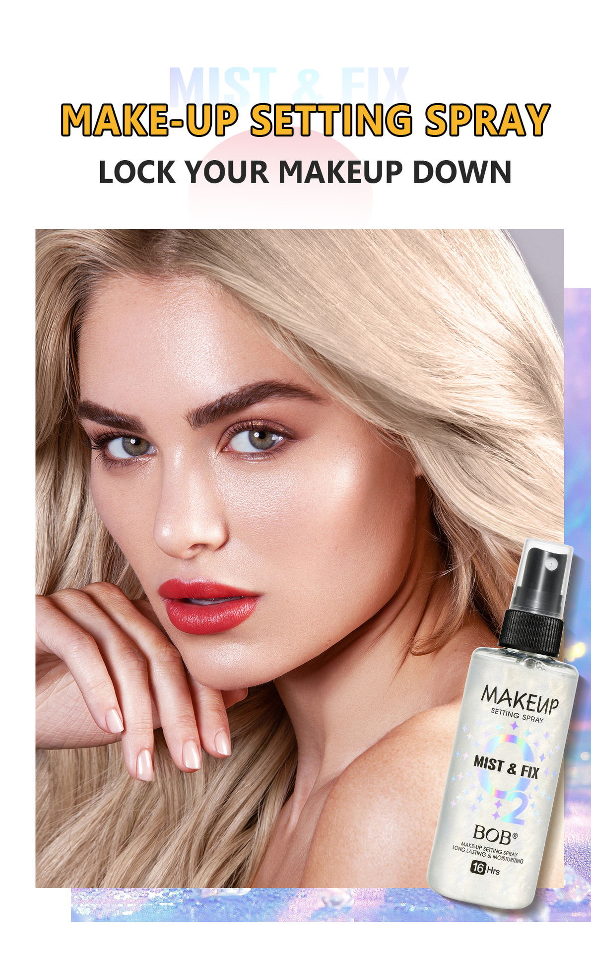 Cross-border bob Setting Spray is long-lasting, does not smudge, is waterproof, sweat-proof, hydrating, moisturizing, oil-controlling, and does not tighten. It is a setting water pic 3