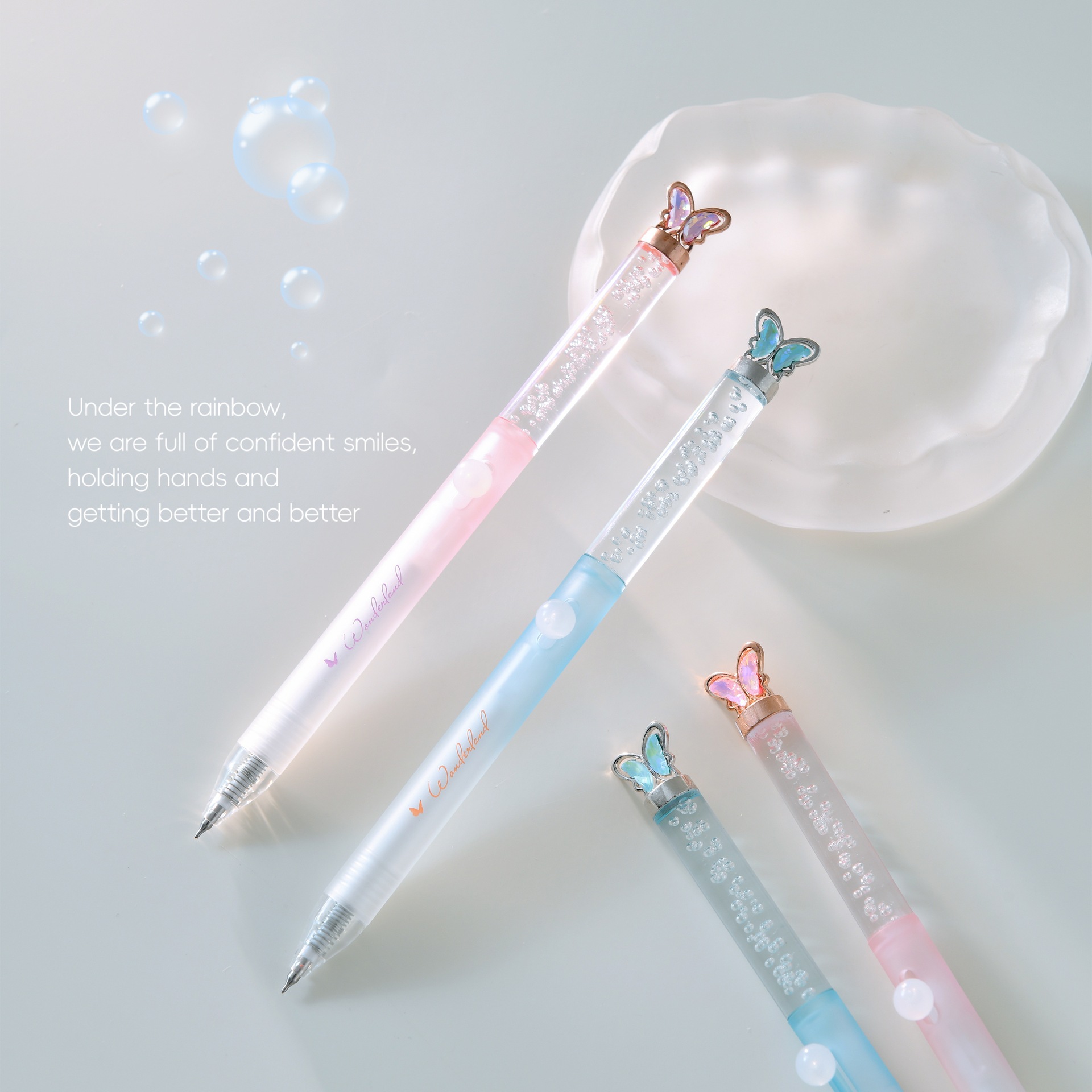 Dreamy butterfly-shaped transparent water drop pen, flower pen, beaded pen, beautiful advertising pen, DIY beaded pen pic 13