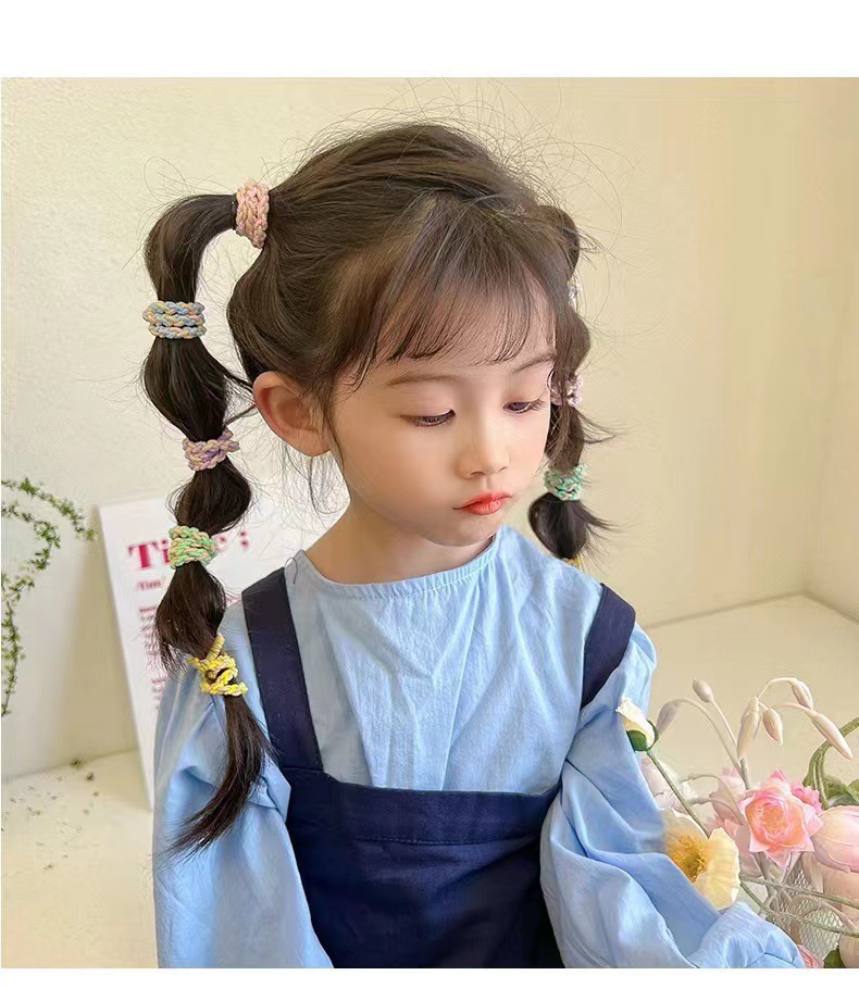 10 pieces of candy-colored braided hair tie with high-elasticity and durable rubber bands, new ponytail hair tie headwear pic 3