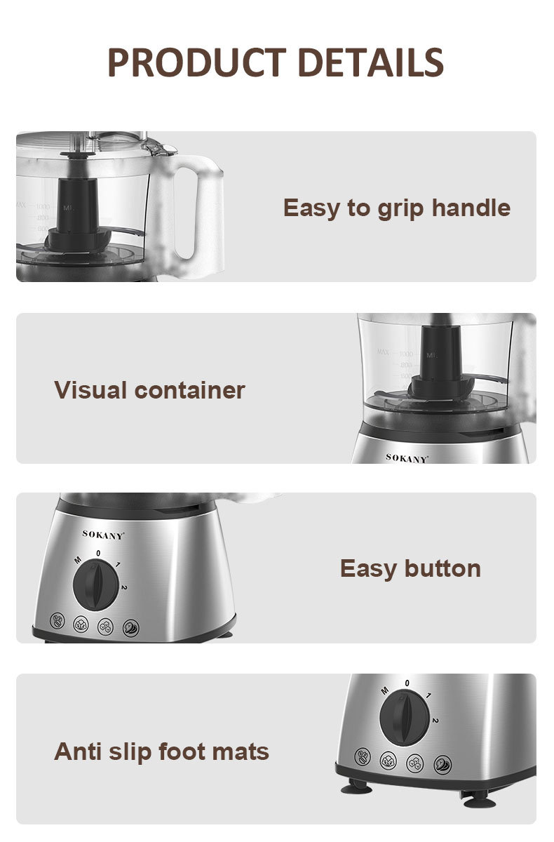 Foreign trade SOKANY03020 food processor, multi-functional meat grinder, shredder and slicer, juicer and blender pic 10