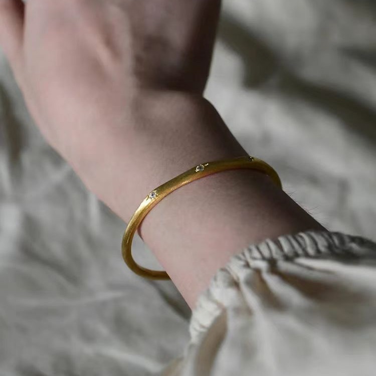 S925纯银拉丝星芒手镯高级感气质设计通体银精致手饰情人节礼物手环详情8