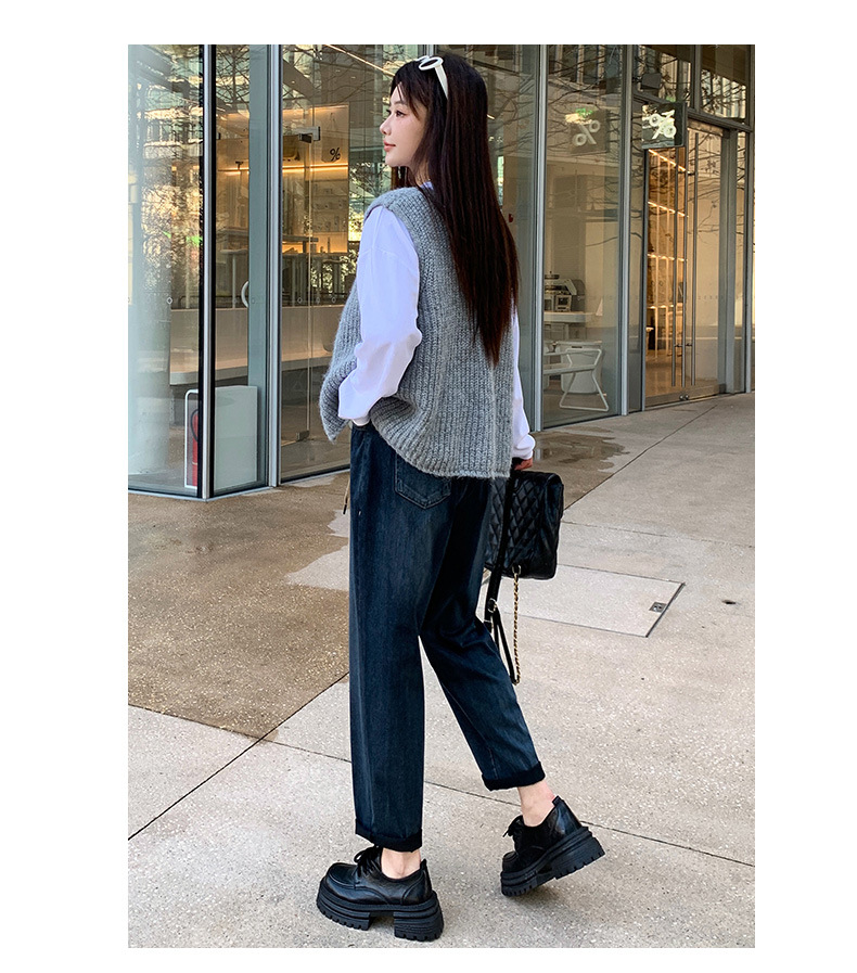 Spring 2025 new high-waisted loose cotton jeans for women, elastic and versatile, slimming radish Harun Dad pants pic 24