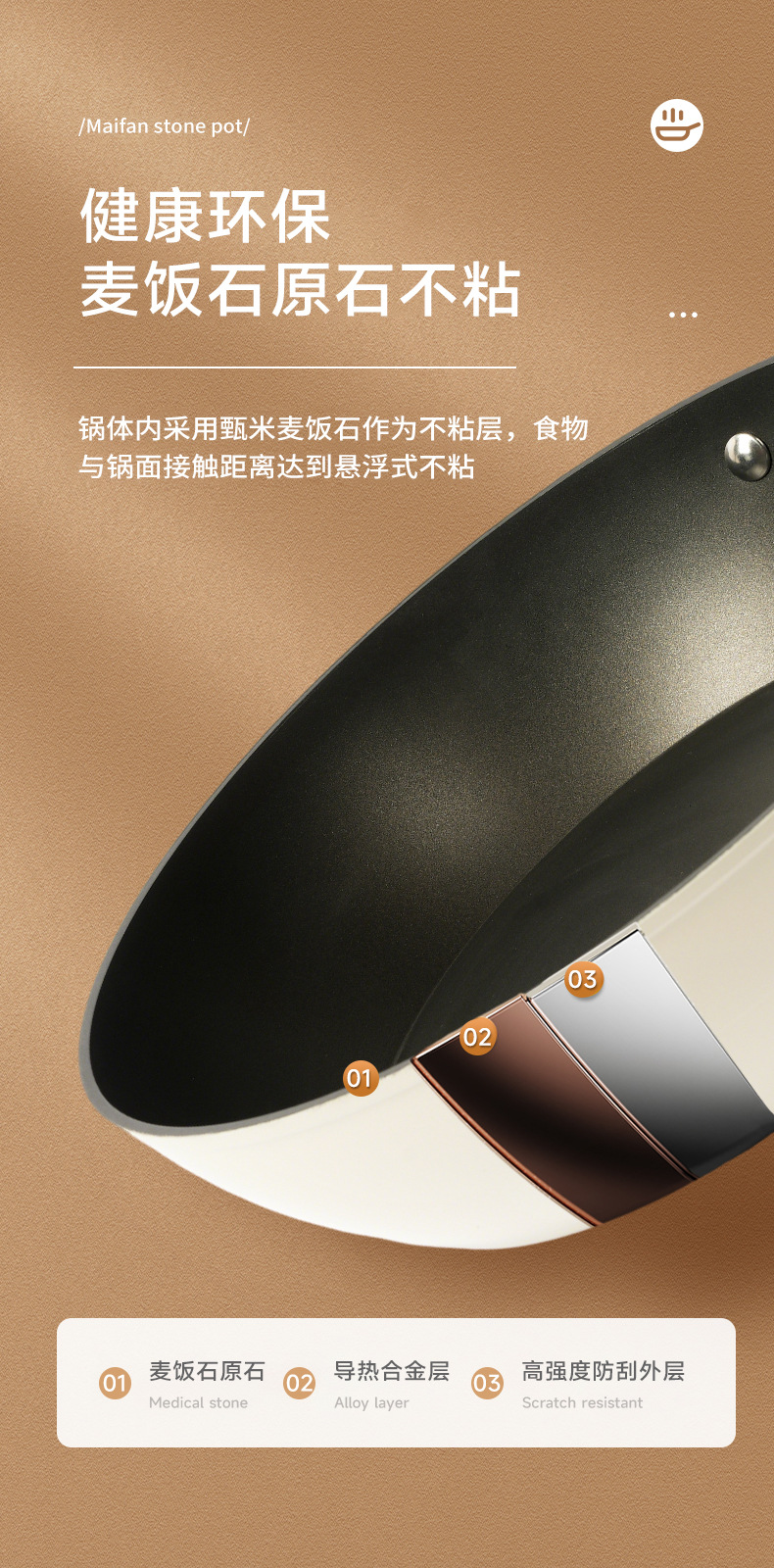 批发有钛陶瓷不粘锅平底锅家用牛排电磁炉煤气灶专用炒菜锅深煎锅详情6