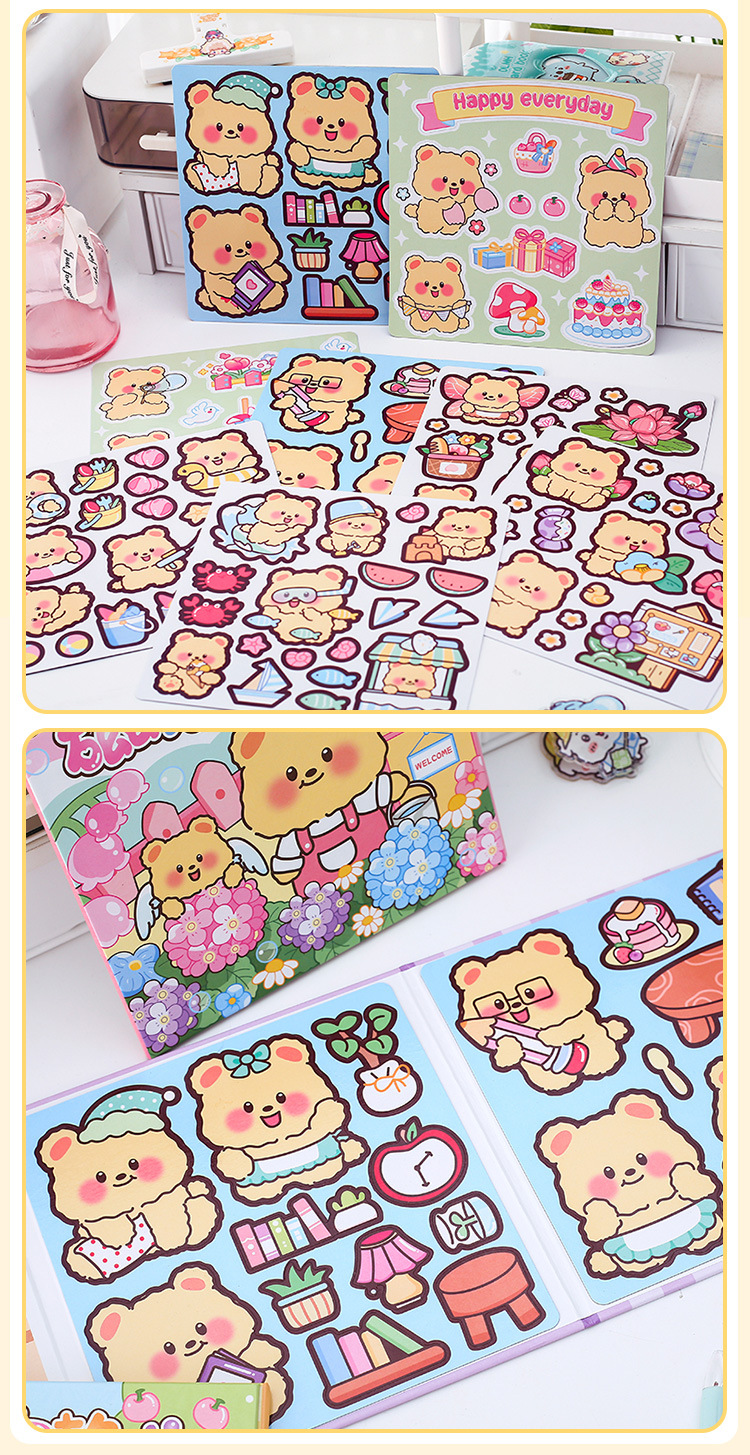 芝士小熊磁力安静书 可爱小熊免剪裁DIY磁吸贴纸儿童解压安静书详情12