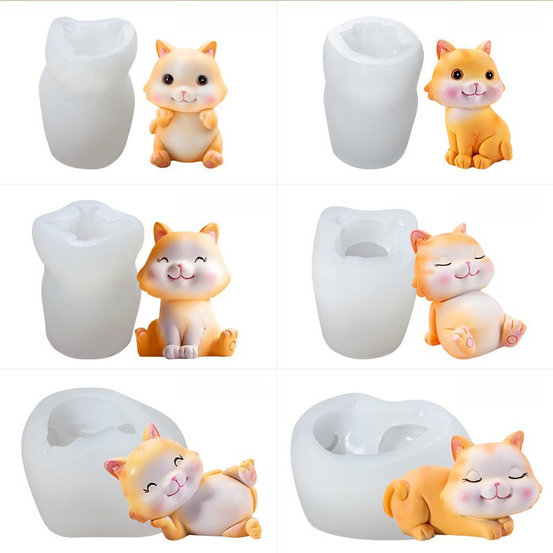 Three-dimensional popular little cat silicone mold fondant mousse chocolate DIY candle resin resin cake ornament pic 5