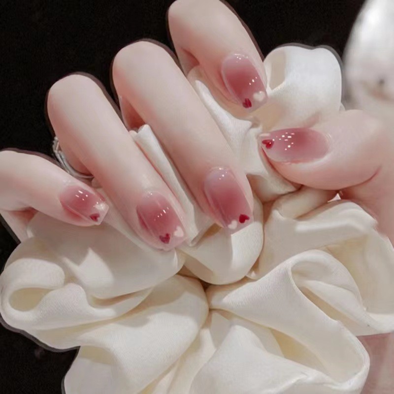 Finished nail art pieces, medium-length wearable nail art pieces, wearable nail art pieces, European and American nail art stickers, 24 nail art pieces, wearable nail art nude color pure desire pic 12