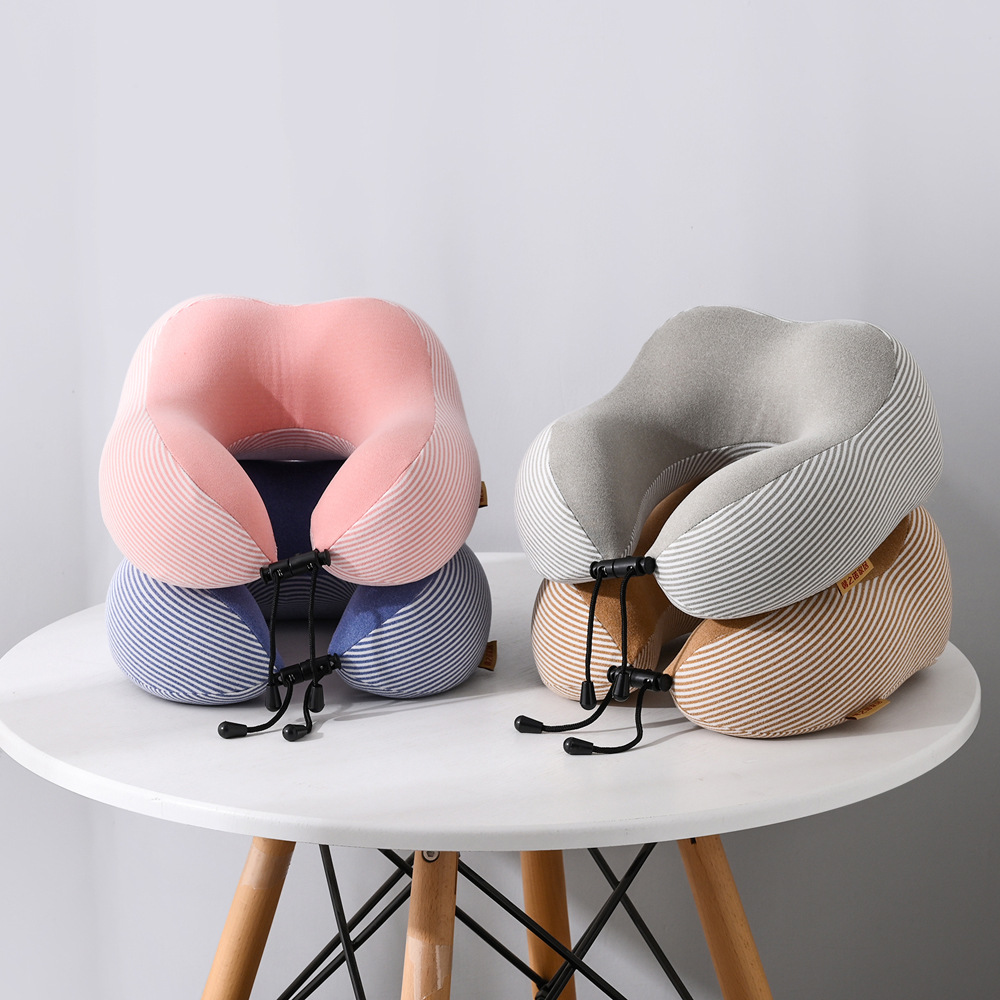 记忆棉慢回弹亚马逊旅行驼峰飞机枕航空颈椎u型枕简约条纹颈枕详情13