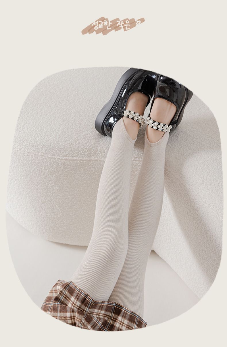 女童打底裤秋冬加绒加厚儿童保暖裤 竖条纹一体绒九分连裤袜批发详情22