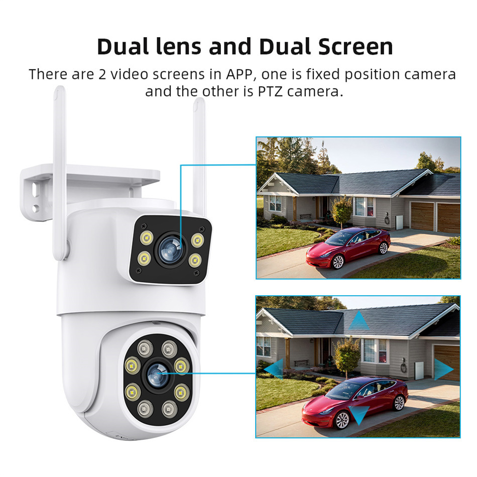 Wholesale dual-eye gun and ball linkage integrated wireless surveillance camera, 360-degree seamless dual-screen outdoor night vision pic 19