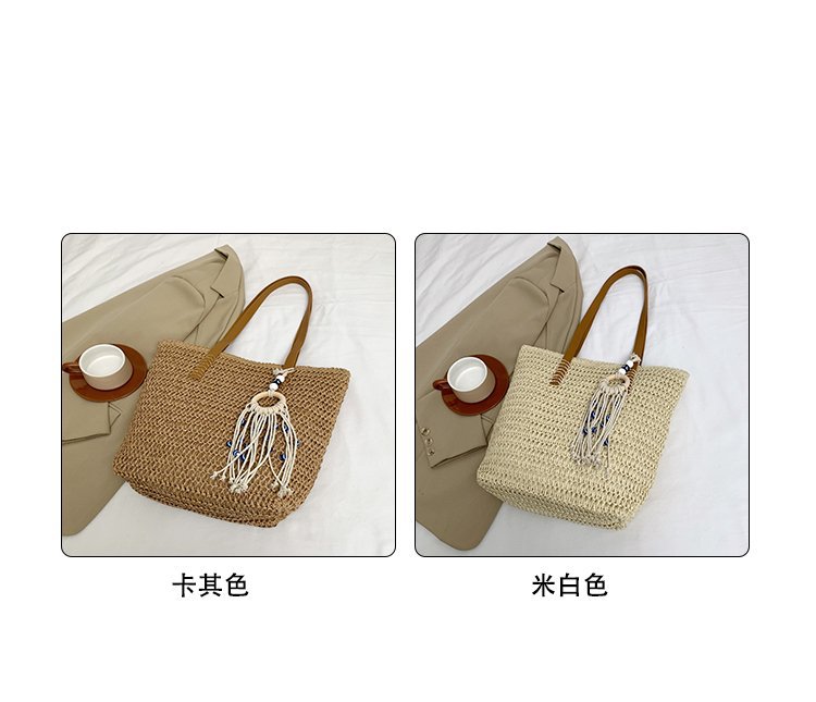 2024时尚新款沙滩草编大容量包包女单肩包百搭洋气编织旅行托特包详情1