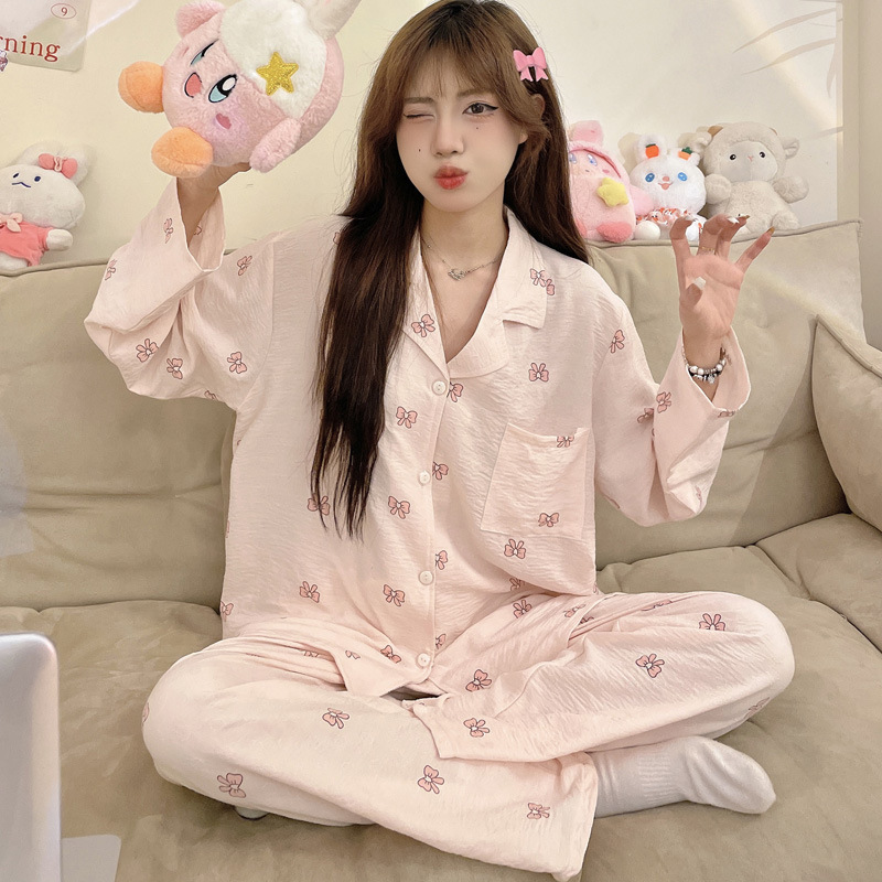 Spring new Cloud cotton Korean InS-style long-sleeved pajamas for girls, sweet and cartoonish, cute student home wear set pic 42