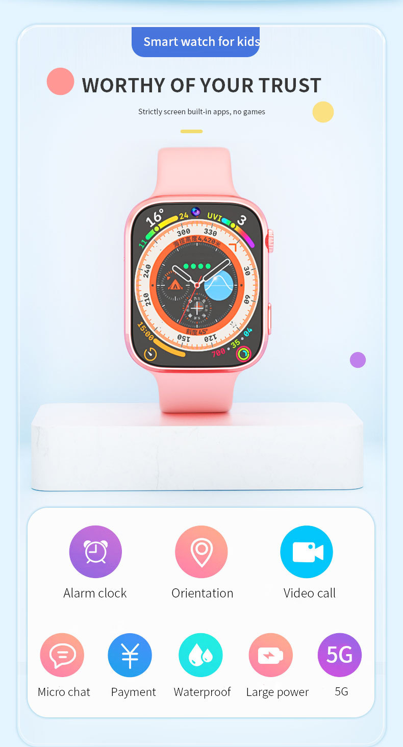 跨境热销儿童智能电话手表防水拍照视频聊天小孩定位可插卡5g学生详情12