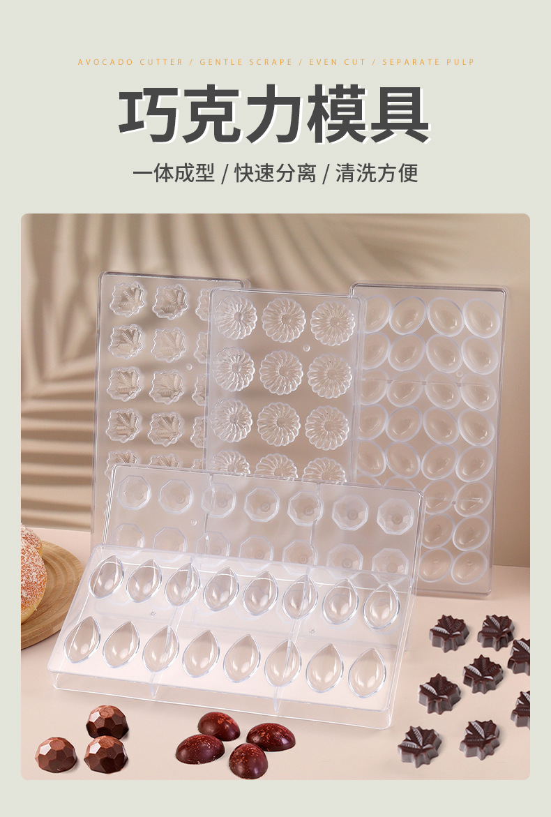 跨境热销巧克力模具食品级DIY立体烹饪食物透明模具家用蛋糕糖果详情1