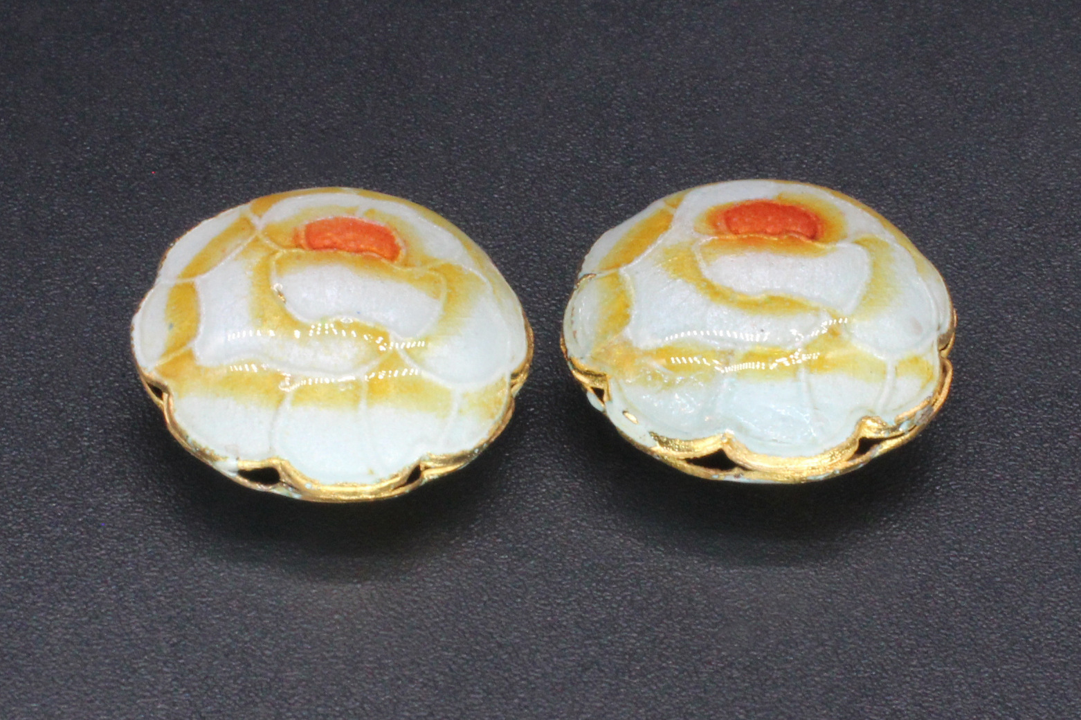 Traditional high-temperature enamel mechanism silver-blue ancient-style jewelry accessory, back cloud partition bead cloisonne 19mm mille-feuille flower pic 6