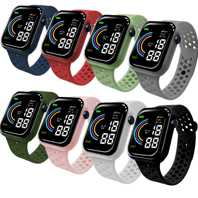 跨境爆款方块地球形LED电子表单孔表带简约时尚手表实力直供详情6