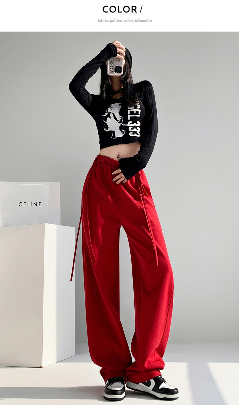 Fleece warm wide-leg pants, loose and high-waisted, slimming winter new style pic 41