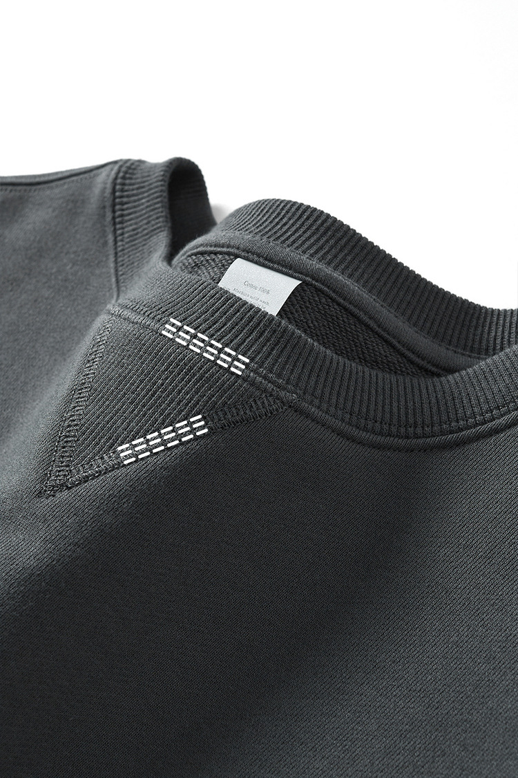 380重磅纯棉圆领卫衣 秋冬款美式长袖T恤男女宽松套头打底衫上衣详情6