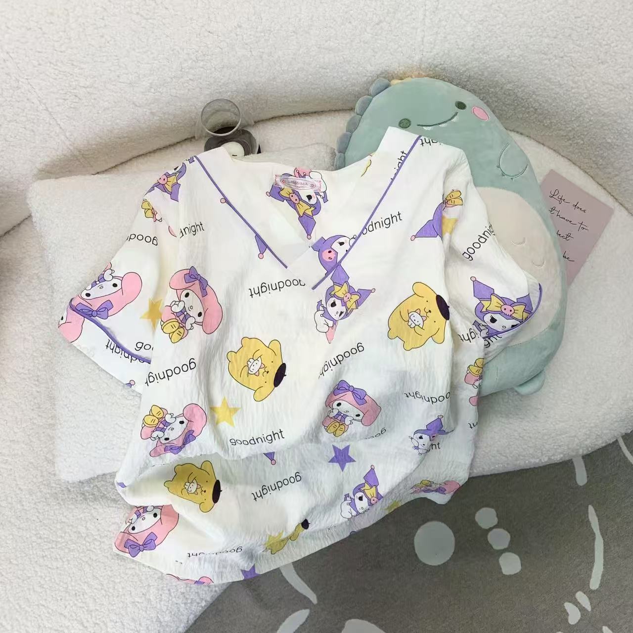 亚马逊休闲爆款夏季短袖云朵棉睡衣女宽松舒适ins抖音网红家居服详情19