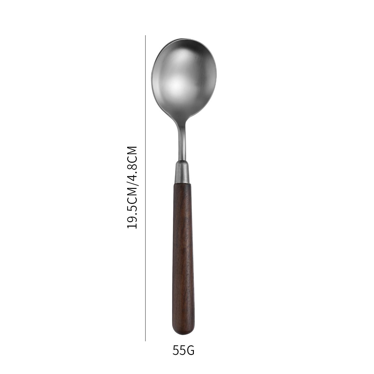 304 stainless steel knife, fork and spoon, light luxury retro walnut wood handle, Western cuisine brushed, restaurant household thickened soup spoon pic 4