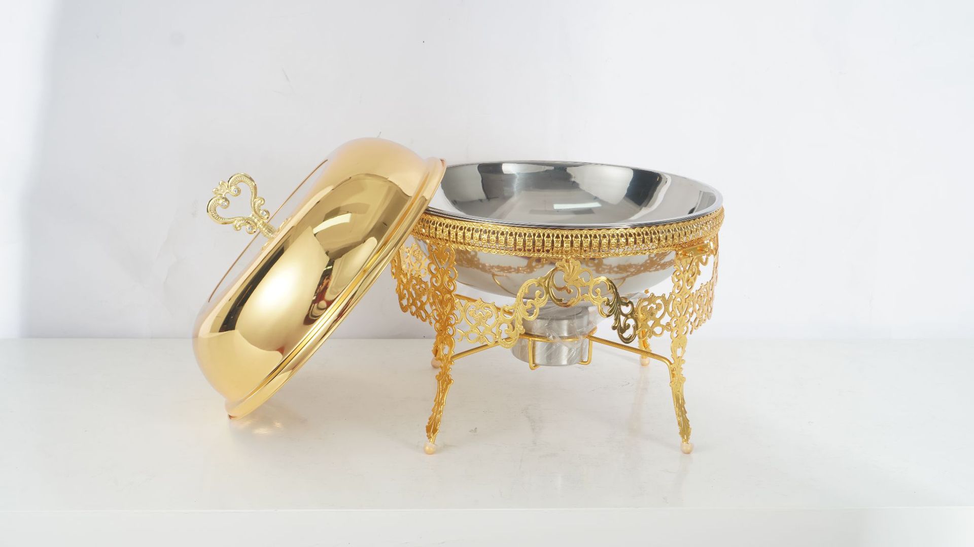 Cross-border stainless steel alcohol stove, hotel buffet stove, luxurious golden insulated stove, Chafing Dish pic 8