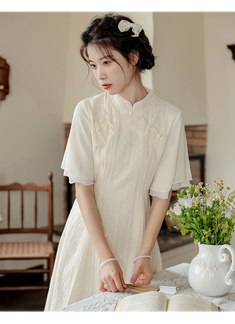 A new Chinese-style modified retro Chinese style, gentle daily cheongsam with buttoned-up buttons, slimming dress pic 24