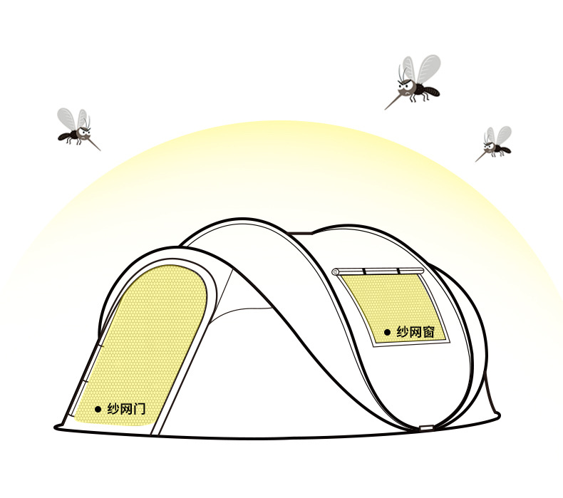 KOMMOT牧彻1秒速开全自动免搭建帐篷户外3-4人露营野营遮阳防雨帐详情10