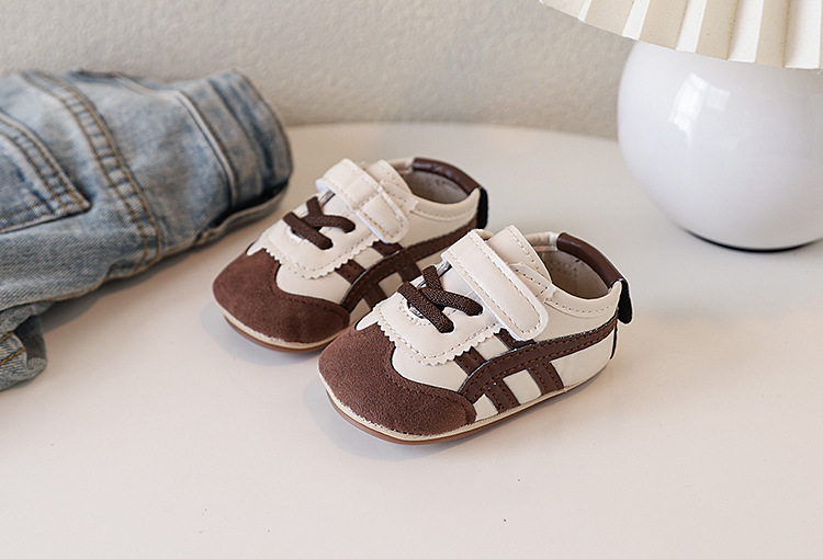 Soft-soled anti-slip walking shoes for infants aged 0-1 year old, boys and girls, 6-9-12 months, and sports color-blocked white shoes pic 3