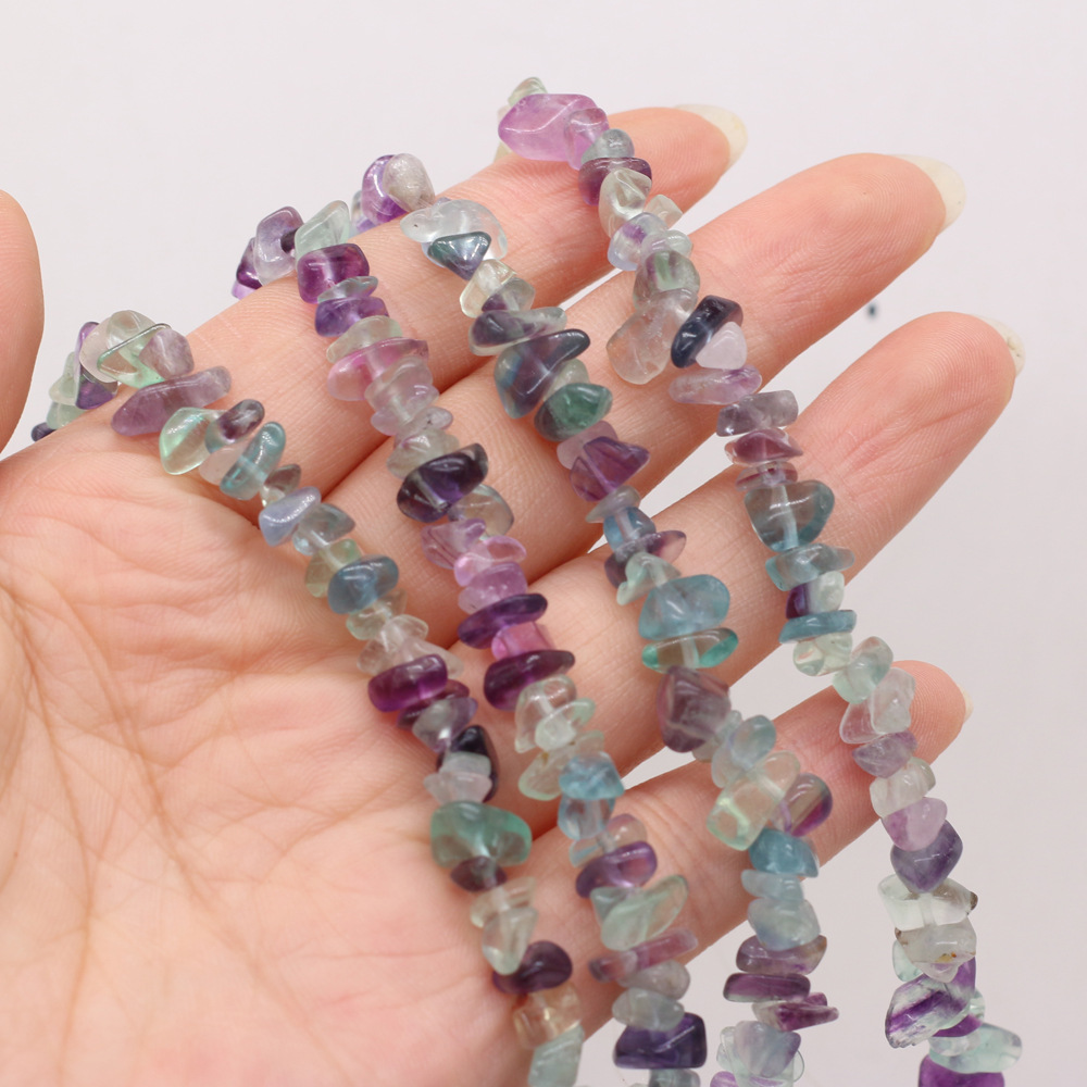 Wholesale of semi-finished DIY jewelry and handcrafted accessories made from natural crushed stone, amethyst and fluorite raw stones, beads with holes pic 13