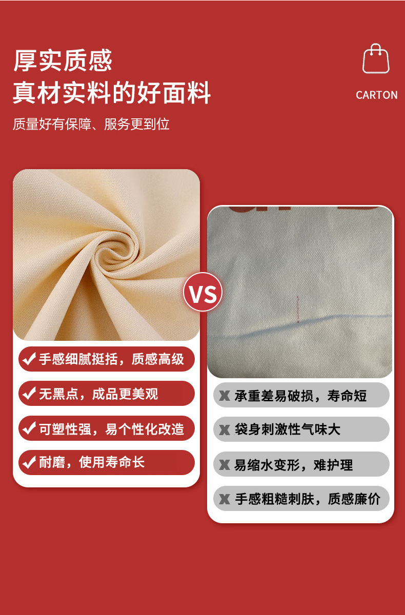帆布袋定制logo手提帆布包定做广告宣传袋子印图案棉布单肩购物袋详情6