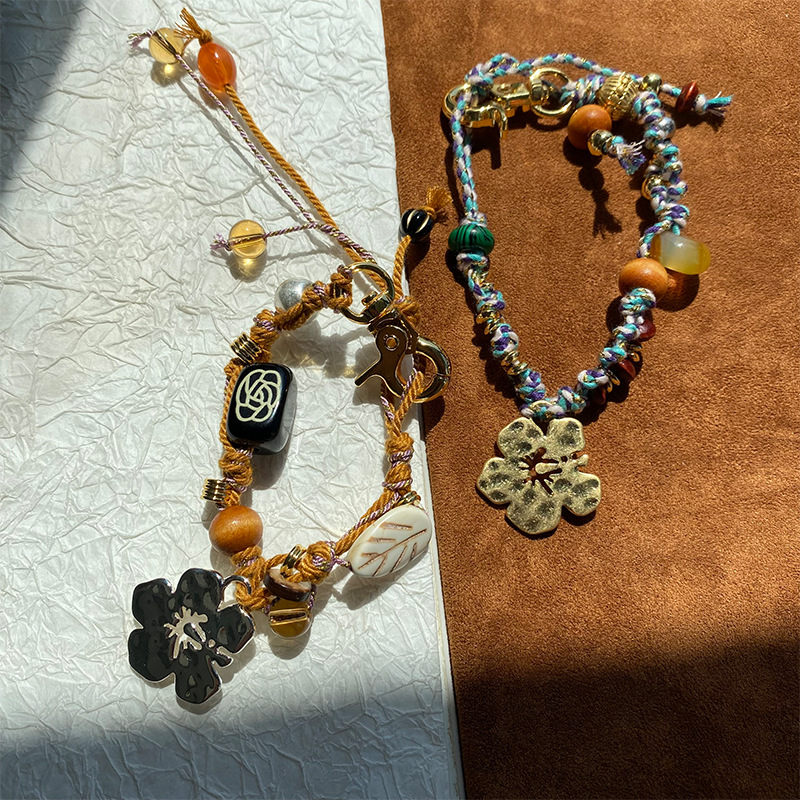 欧美春夏度假缤纷海岛扶桑花朵吊坠项链小众设计感编绳设计手链详情8