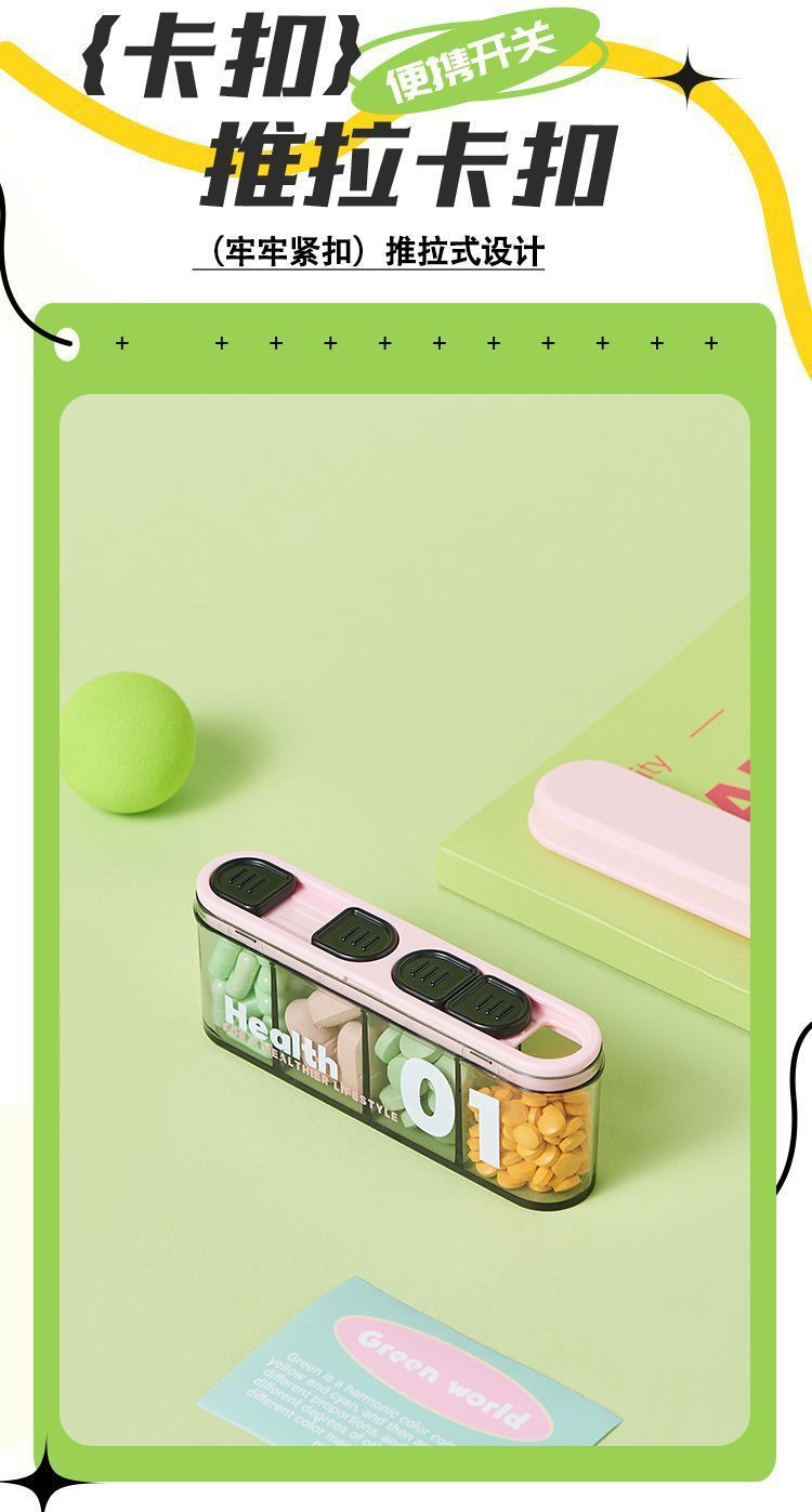 Portable medicine box, small medicine dispensing box, mini medicine storage box for seven days a week, divided into compartments for three meals a day pic 8