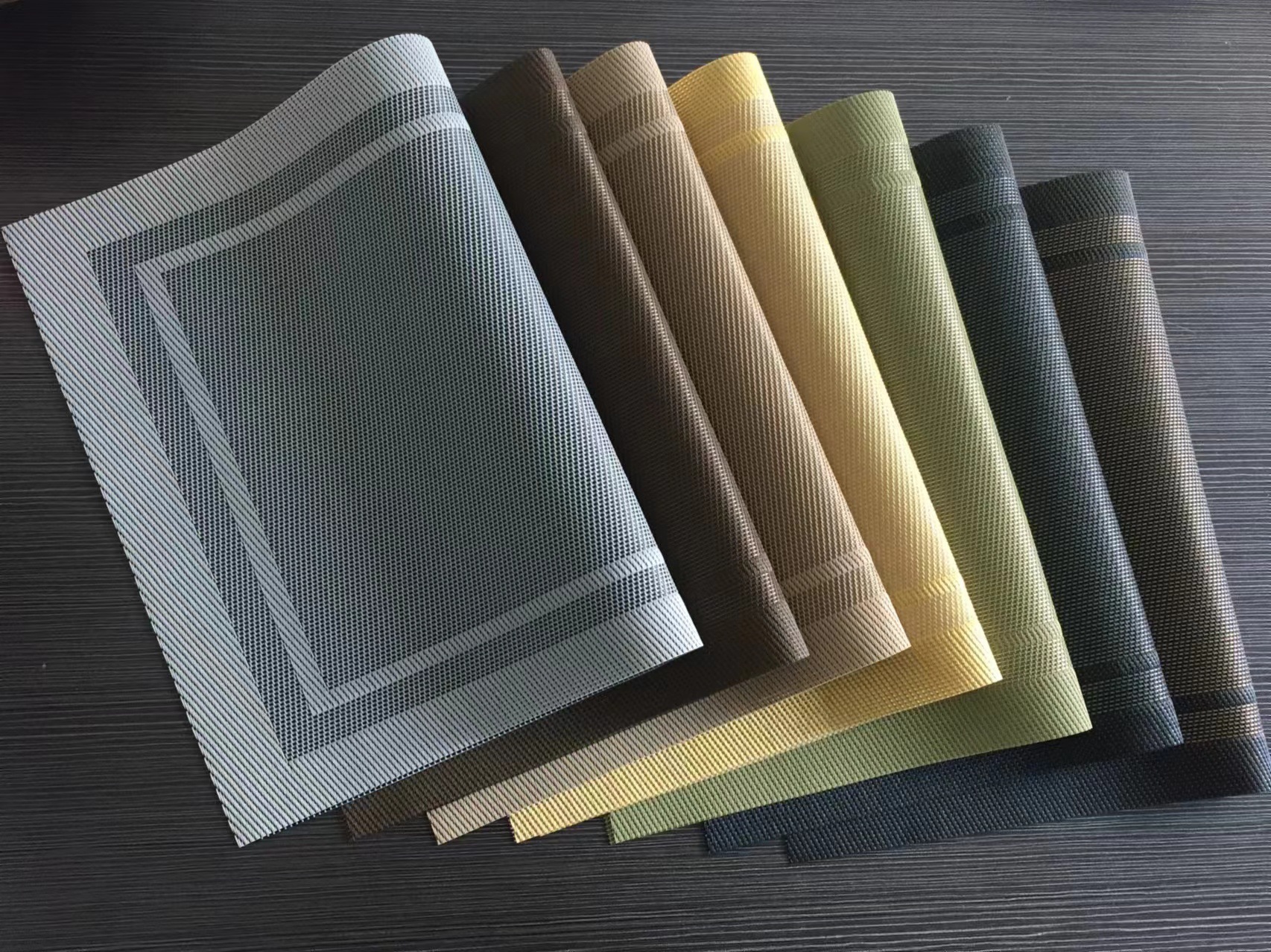 跨境特斯林欧式现代简约对角西餐垫pvc编织单双框桌巾餐桌垫餐垫详情1