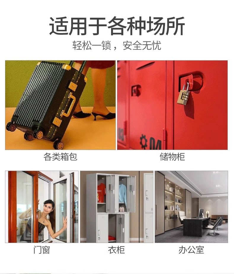 Solid pure copper password padlock, luggage and bag password lock, gym cabinet door padlock, password lock head, household small lock pic 3