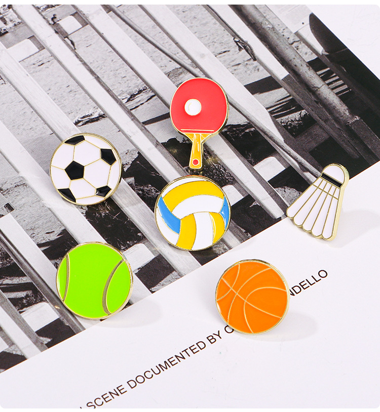 Football, basketball, badminton sports badges, creative sports meeting brooches, backpacks, table tennis, personalized accessories, volleyball pic 7