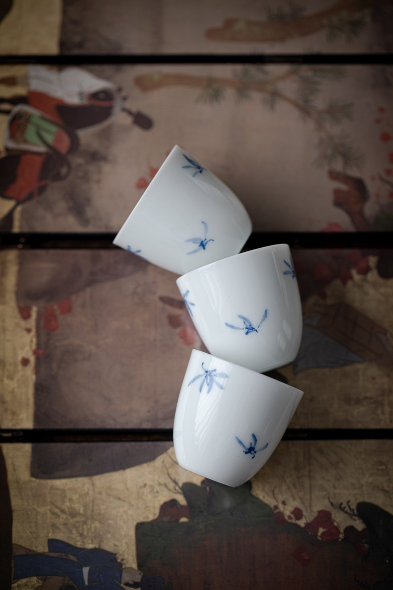 陶瓷茶杯主人杯手绘兰花品茗杯功夫茶杯家用单杯釉下彩喝茶小茶杯详情17