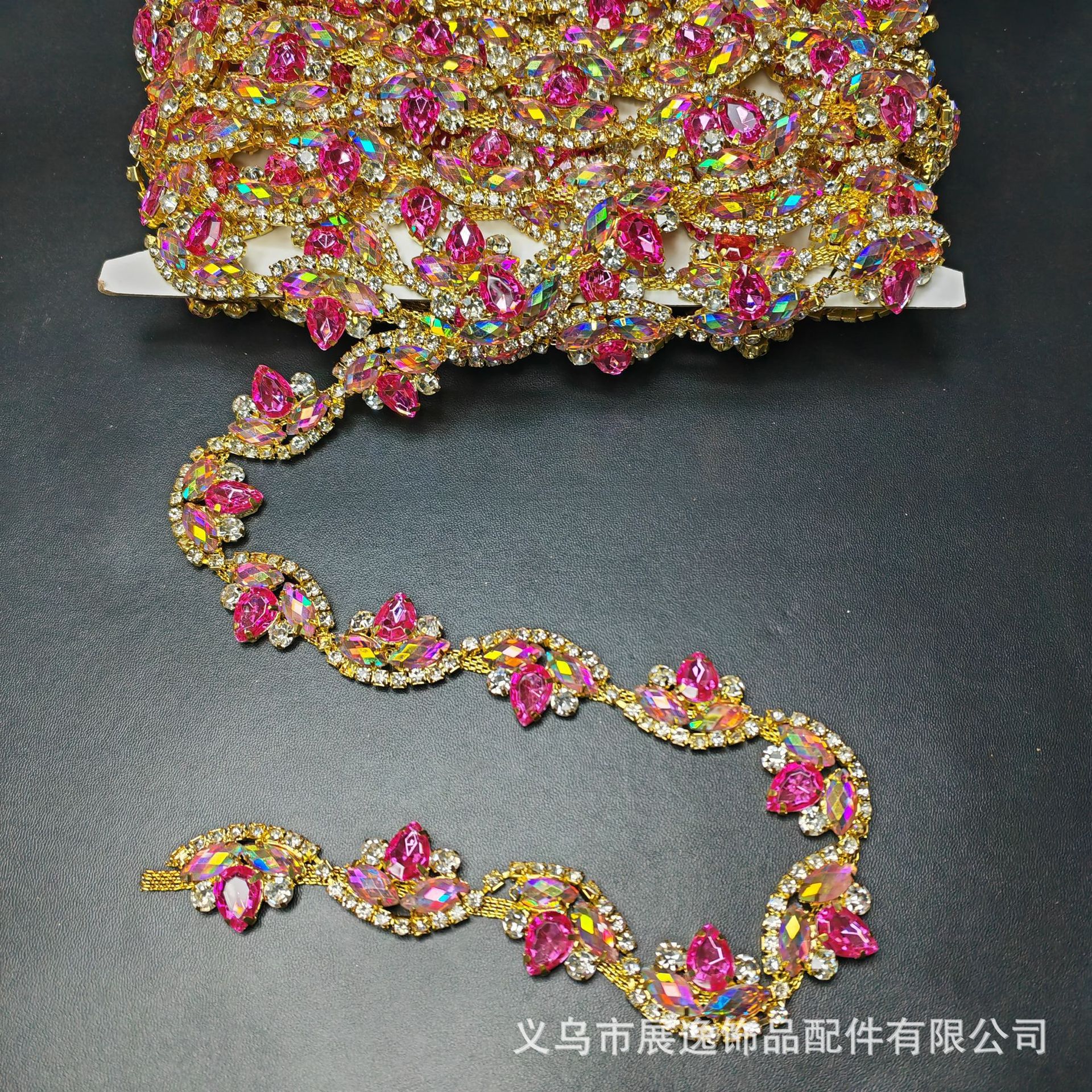 European and American best-selling in-stock welded glass diamond chain, sunflower horse eye water diamond chain, DIY dress accessory and auxiliary materials pic 3