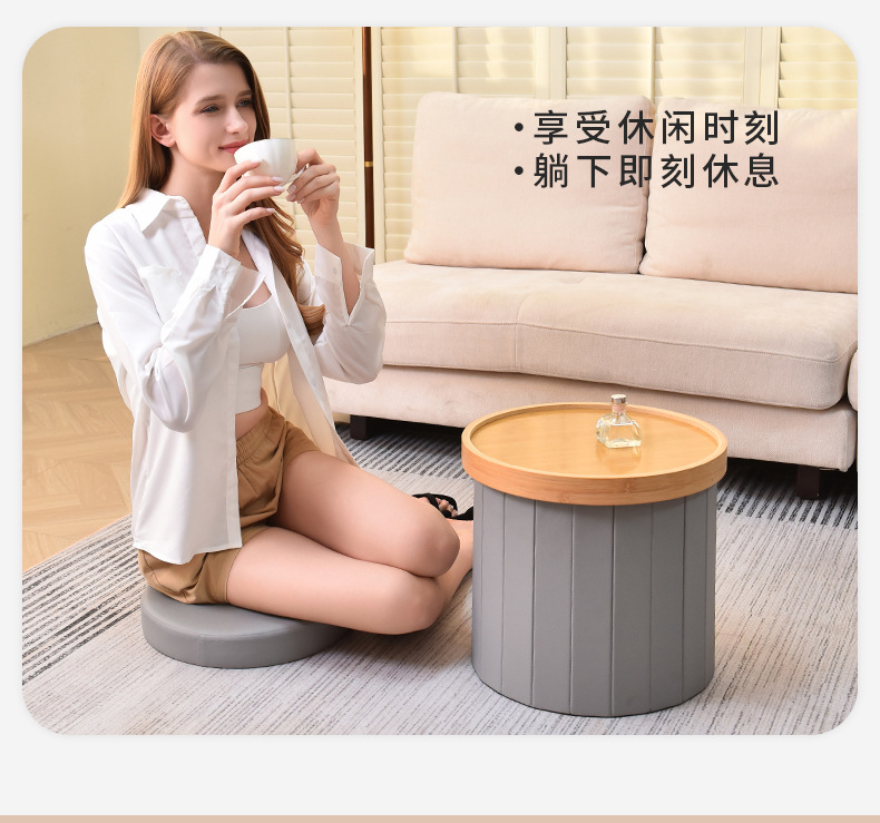 Round storage sofa stool, walk-in closet, bedroom dressing stool, living room foot stool, round shoe-changing stool, low stool, storage pic 11