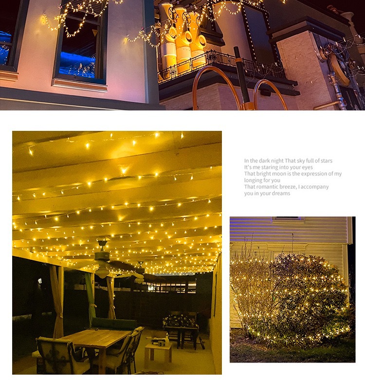 Colorful string lights, starry sky, outdoor waterproof tree wrap decoration, dense string lights, neon lights, star lights pic 6