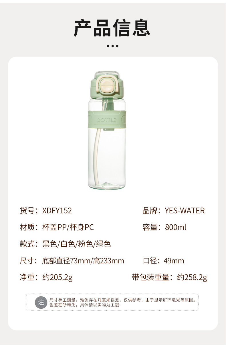 夏季户外大容量吸管杯健身运动弹跳盖水杯男女便携带提绳PC吸管杯详情9