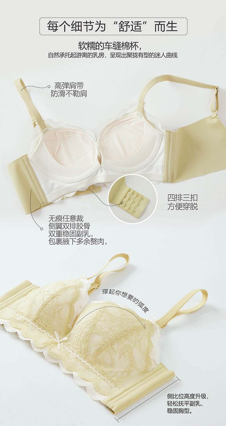 8068新品仙女蕾丝中厚小胸舒适柔软内衣女聚拢车缝棉杯文胸罩外贸详情12