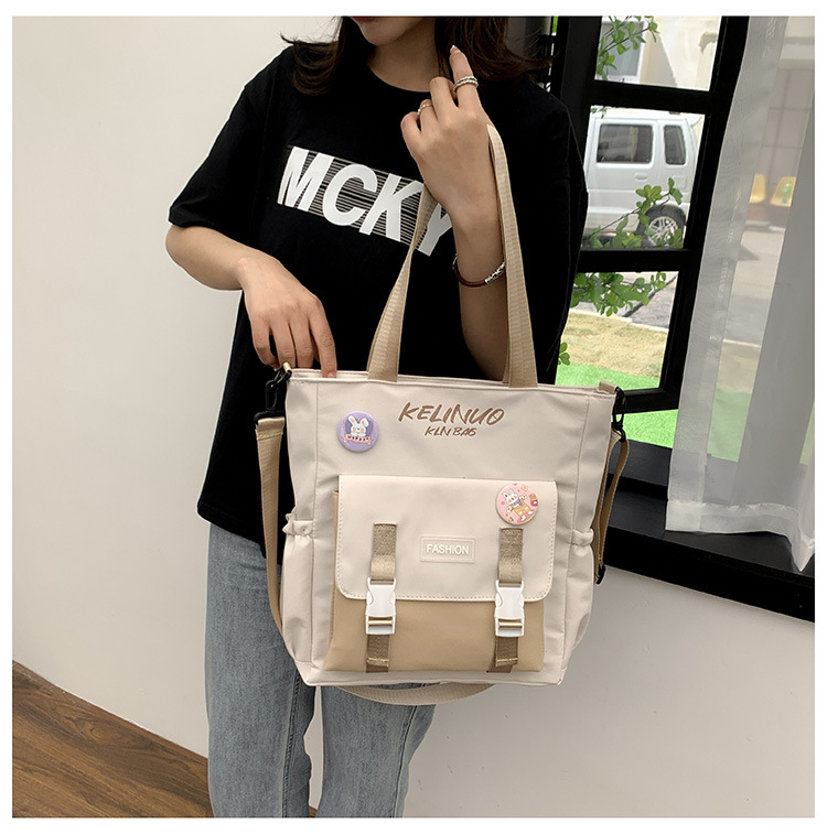 书包女ins森系单肩包学生帆布包清新简约斜挎包大容量装书手提袋详情23