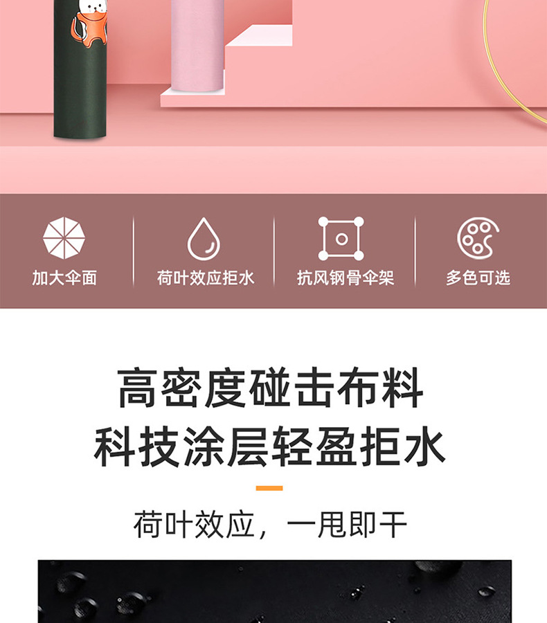 Black rubber sun protection, UV protection, sunshade, folding, all-weather and cute umbrella, can be printed with logo advertising umbrella pic 5