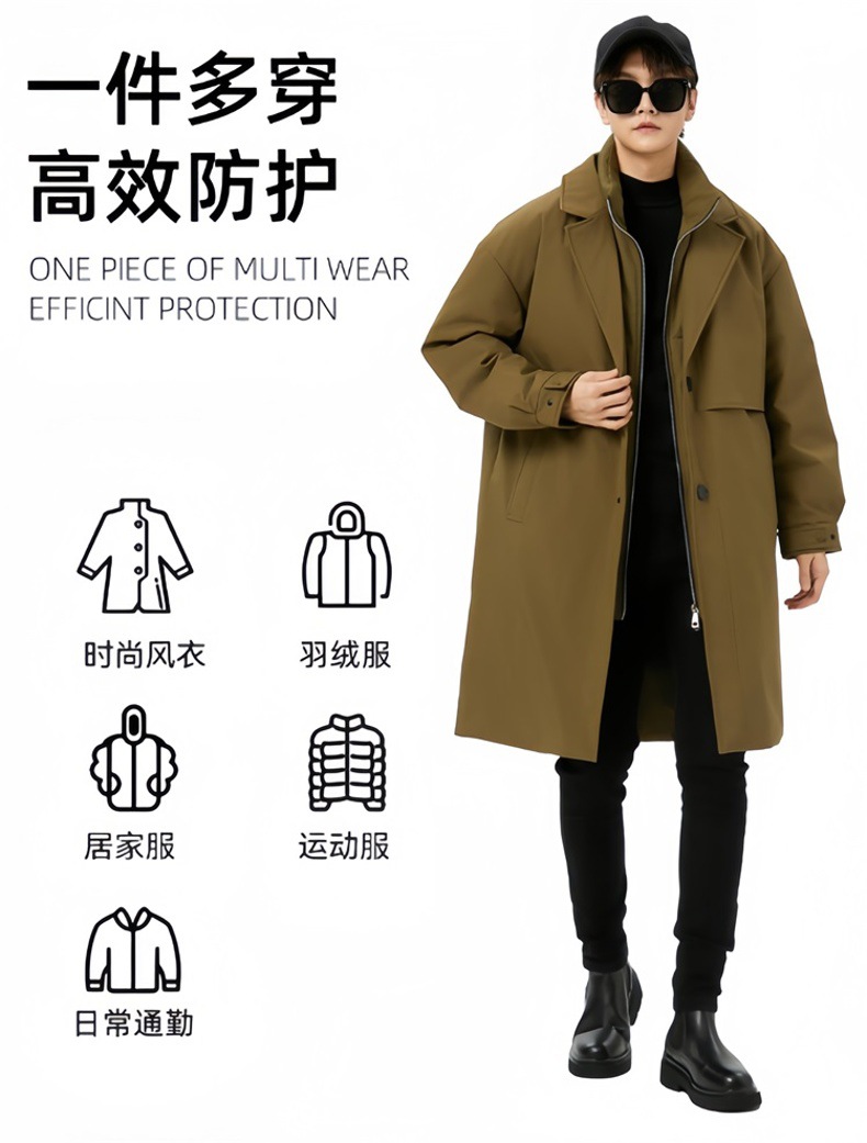 Winter long knee-length couple down jackets for men are bestsellers. Two fashionable cross-border cold-proof and warm windbreakers for men pic 6